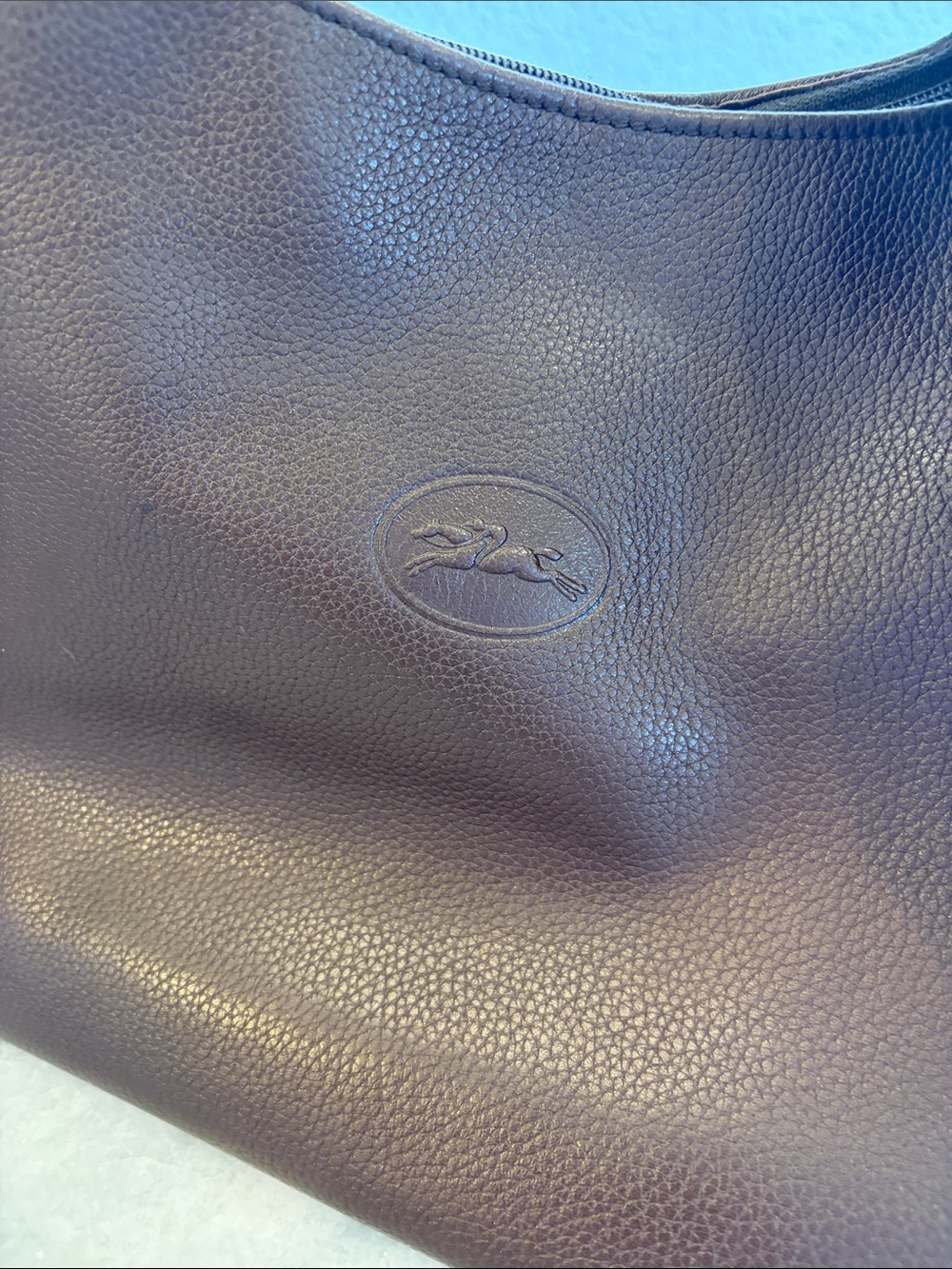 Longchamp Vintage Roseau Pebbled Leather Brown Hobo Purse - Picture 3 of 10